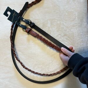 Braided Brown and Black womens SMALL Leather Belts